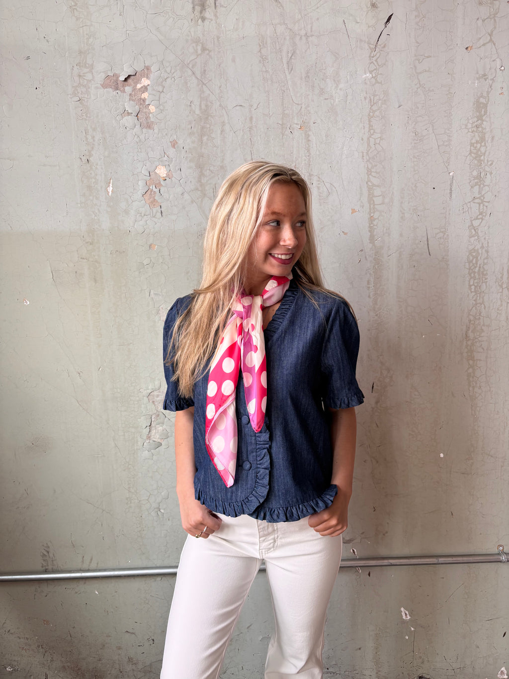DENIM RUFFLE JKT