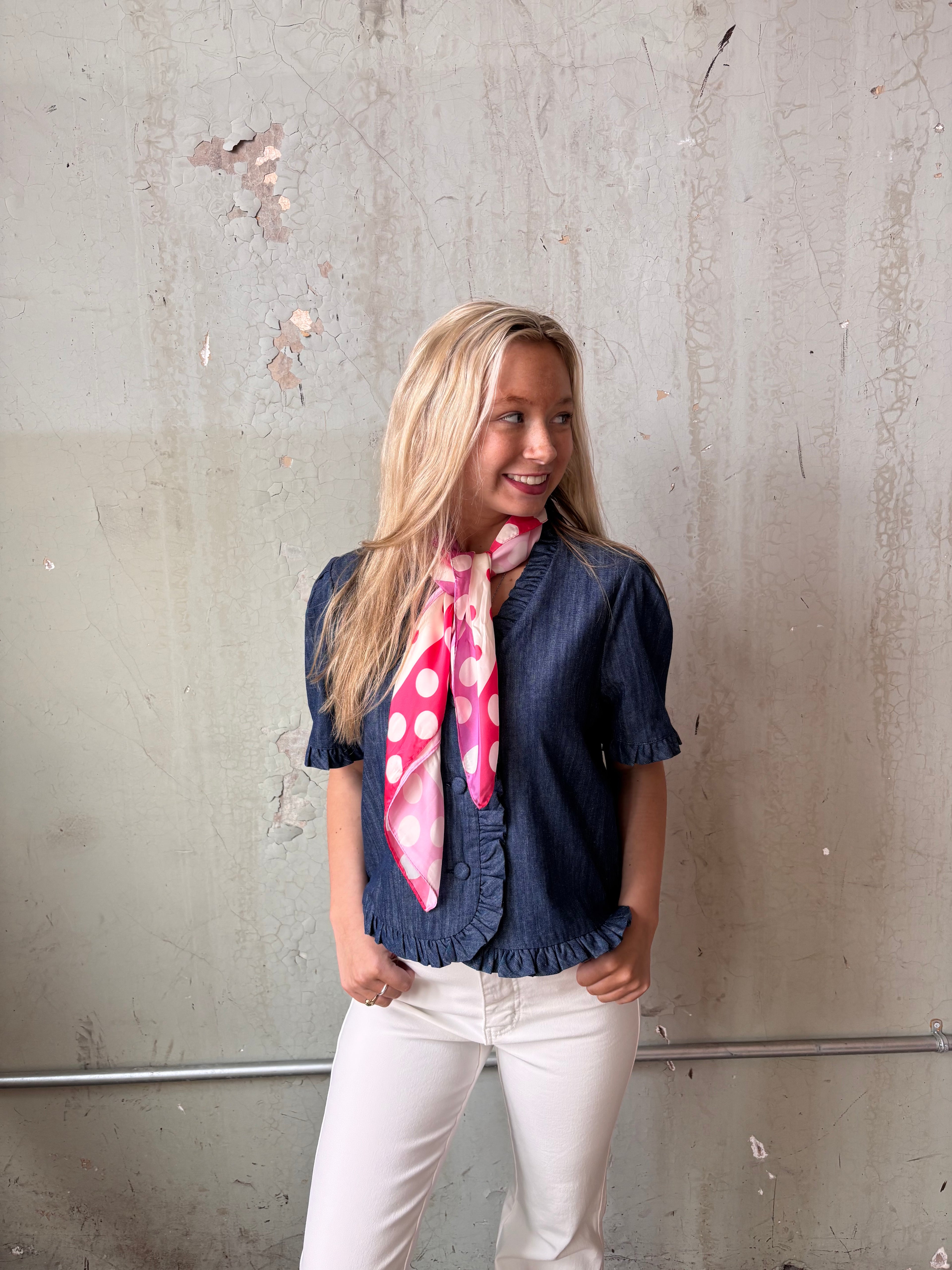 DENIM RUFFLE JKT