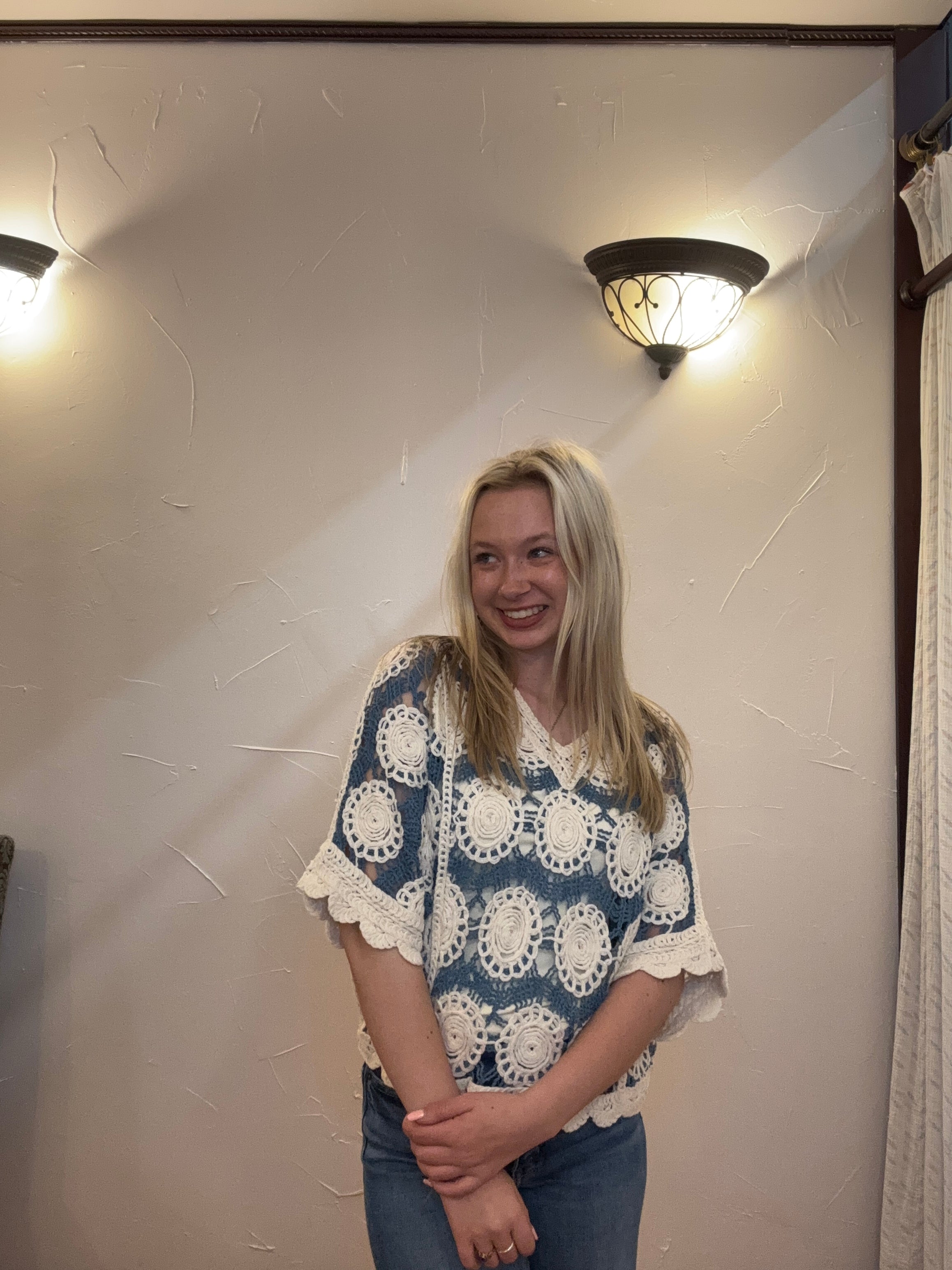 BG/BLU CROCHET TOP